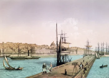 Vista del puerto de Boulogne, de una serie titulada 